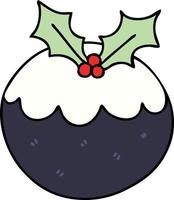 eigenzinnige handgetekende cartoon kerstpudding vector