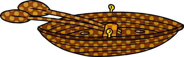 cartoon doodle van een houten boot vector