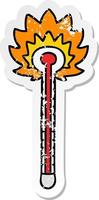 verontruste sticker van een eigenzinnige, met de hand getekende cartoon hete thermometer vector