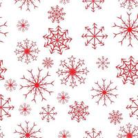 naadloos vectorpatroon met rode sneeuwvlokken. afdrukken voor kerstontwerpen vector