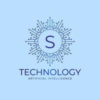 letter s technologiegrenzen kunstmatige intelligentie initiële vector logo ontwerpelement