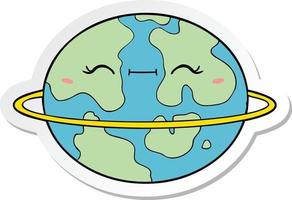 sticker van een cartoon bewoonbare buitenaardse planeet vector