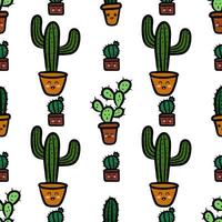schattig doodle stijl kawaii cactus vector naadloos patroon