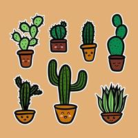 schattige doodle stijl kawaii cactus vector geïsoleerde illustratie