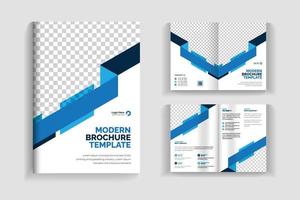 minimalistisch plat brochureontwerp, 4 pagina's schoon en minimaal multifunctioneel tweevoudig brochureontwerp of bedrijfsbrochureontwerp. volledig georganiseerd en bewerkbaar brochuresjabloonontwerp. vector