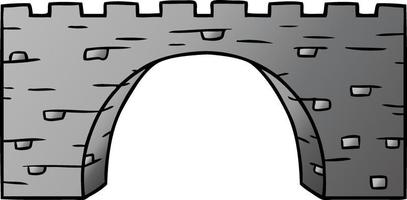 gradiënt cartoon doodle van een stenen brug vector