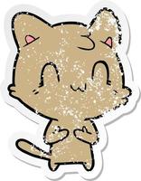 verontruste sticker van een cartoon gelukkige kat vector