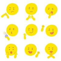 schattige gele cirkel ronde emoji verschillende expressie emoties emotionele emoticon hand doodle karakter gevoelens gezichten collectie set pictogram vectorillustratie vector