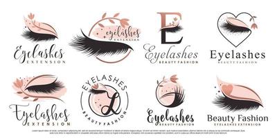 verzameling wimperextensie-logo-ontwerp voor schoonheidsmode met creatieve element premium vector