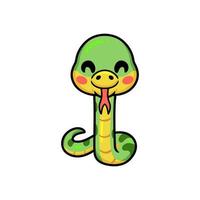 schattige kleine groene slang cartoon vector