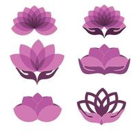 paarse lotusbloem met handlogo set vector