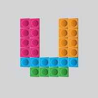 kleurrijk spel blok baksteen speelgoed lettertype letter a vector