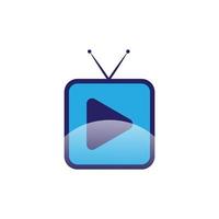 glanzende streaming online televisie pictogram logo vector sjabloon