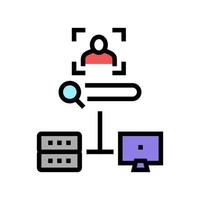 serverdatabase voor opslaggezicht, online gezichts-id app kleurpictogram vectorillustratie vector