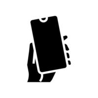 smartphone gadget in de hand glyph pictogram vectorillustratie vector