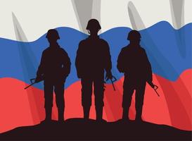 russische vlag en soldaten vector