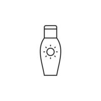 sunblock, zonnebrandcrème, lotion, zomer dunne lijn pictogram vector illustratie logo sjabloon. geschikt voor vele doeleinden.