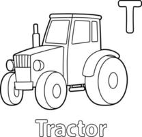 tractor alfabet abc kleurplaat t vector