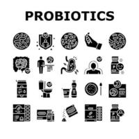 probiotica bacterie collectie iconen set vector