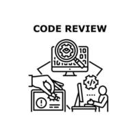 code review vector concept zwarte illustratie