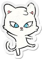 noodlijdende sticker van een schattige cartoonkat vector