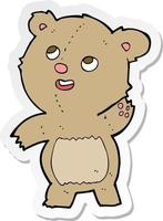 sticker van een cartoon schattige wuivende teddybeer vector