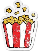 noodlijdende sticker van een cartoonpopcorn vector