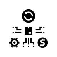 productie- en verkoopproces glyph pictogram vectorillustratie vector