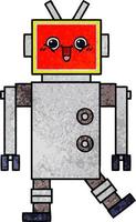 retro grunge textuur cartoon gelukkig robot vector