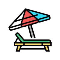ligstoel met paraplu kleur pictogram vectorillustratie vector