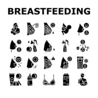 borstvoeding baby collectie iconen set vector