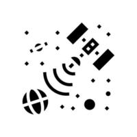 satelliet verzenden signaal op aarde glyph pictogram vectorillustratie vector