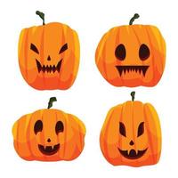 set halloween pompoen vlakke afbeelding vector