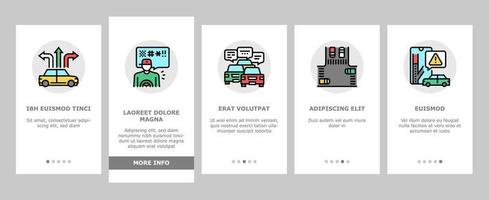 verkeersopstopping transport onboarding pictogrammen instellen vector