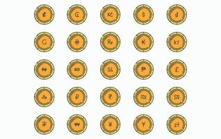 verscheidenheid aan valuta en munten icon set vector