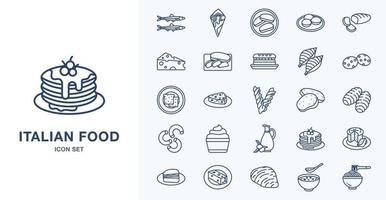 Italiaans eten overzicht icon set vector