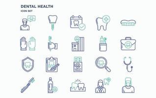 tandheelkundige gezondheid en tandheelkunde icon set vector