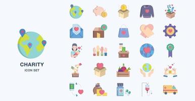 donatie en liefdadigheid platte icon set vector