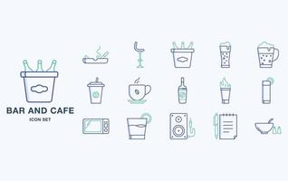 bar en café icon set, restaurant objecten vector