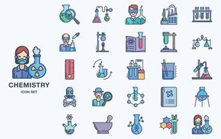 set van chemie en experiment vector iconen