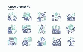 crowdfunding en zakelijke pictogrammenset vector