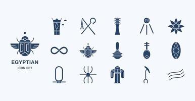 oude Egyptische symbolen solide icon set vector