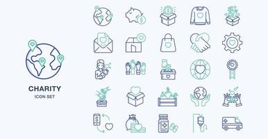 donatie en liefdadigheid platte icon set vector