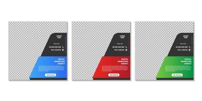 digitale zakelijke marketing social media post en webbanner. set bewerkbare vierkante bannersjablonen voor promotie, reclame en branding vector