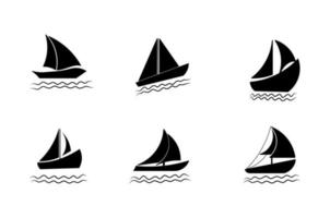 set zeilboot silhouet illustraties vector