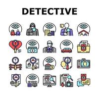 privé-detective collectie iconen set vector