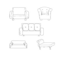 handgetekende sofa woonkamer collectie vector