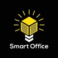 smart office-logo met lamp en papieren vectorsjabloon vector
