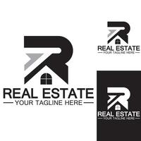 eerste letter r onroerend goed en huis logo ontwerp vectorillustratie vector