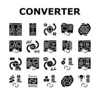 converter applicatie collectie iconen set vector